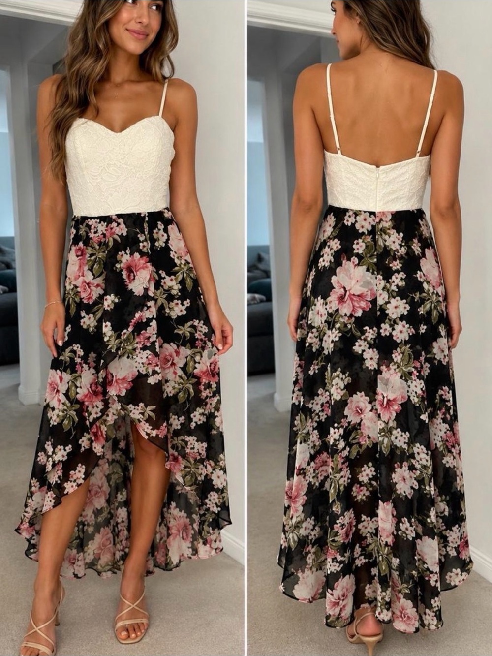Lily Rose White floral high low Dress